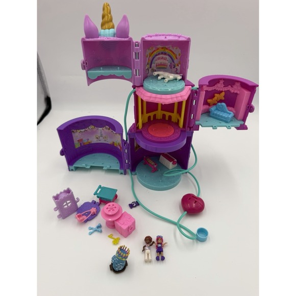 Other - Polly Pocket Unicorn Birthday Party Compact Playset 2 Dolls Unicorn